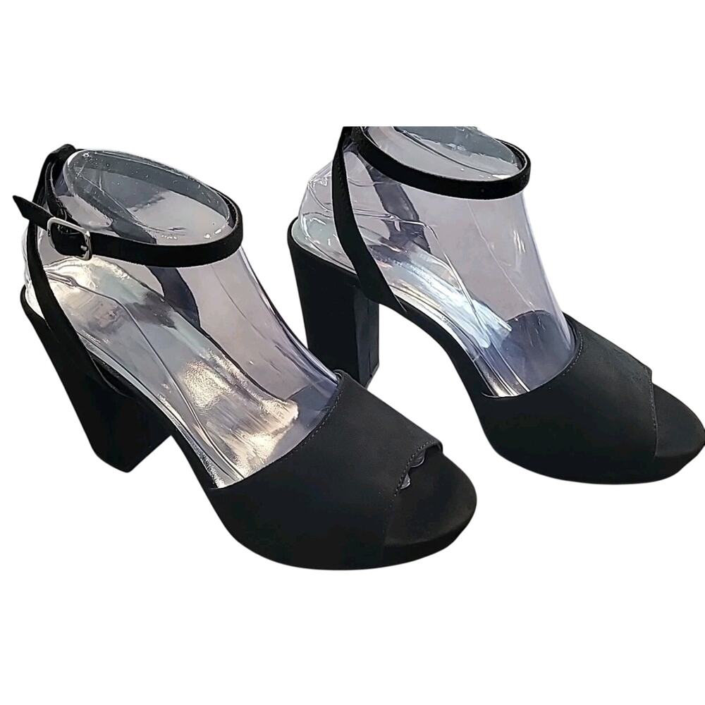 Chunky Heel Strappy Sandals Black Goth Festival 9
